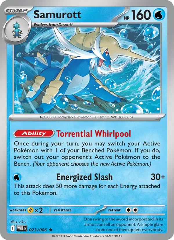 Samurott 23 — White Flare 23, Holofoil finish