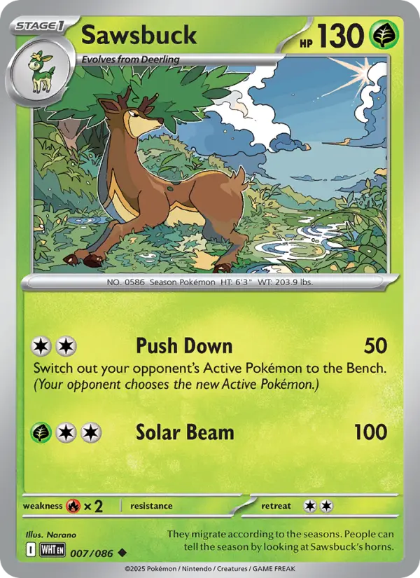 Sawsbuck 7 — White Flare 7, Holofoil finish