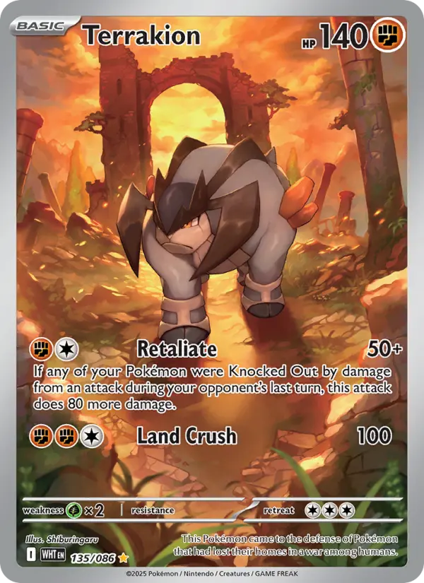 Terrakion 135 — White Flare 135, Holofoil finish