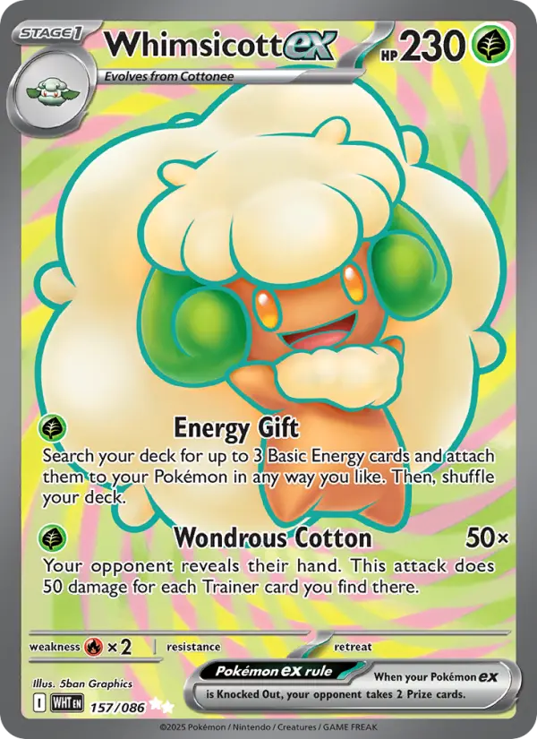 Whimsicott ex 157 — White Flare 157, Holofoil finish