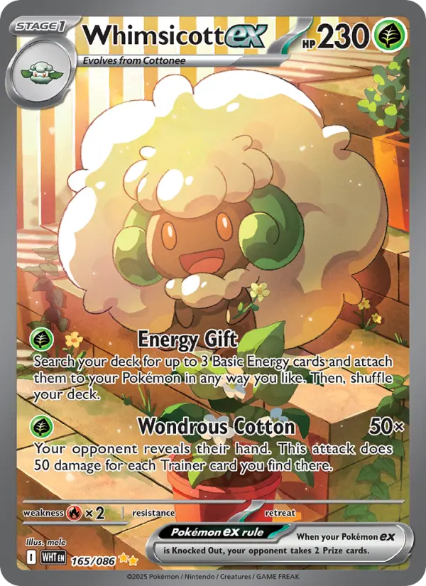 Whimsicott ex 165 — White Flare 165, Holofoil finish