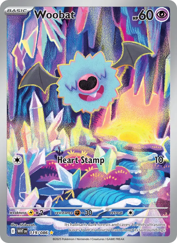 Woobat 119 — White Flare 119, Holofoil finish