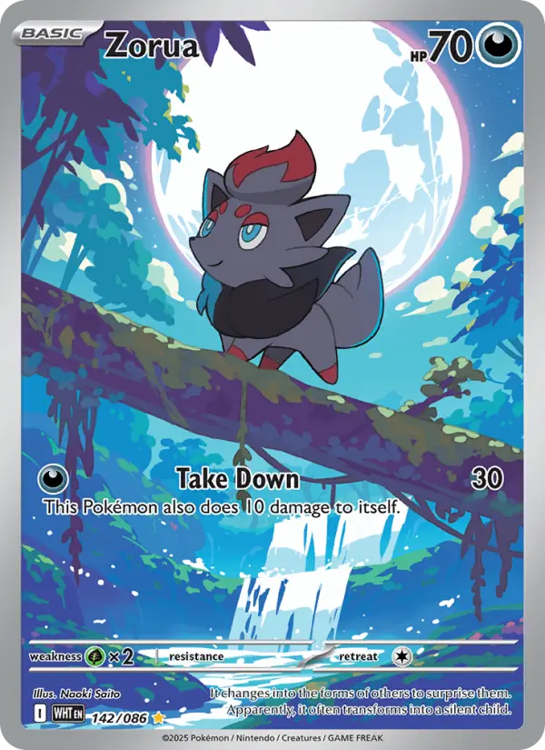 Zorua 142 — White Flare 142, Holofoil finish