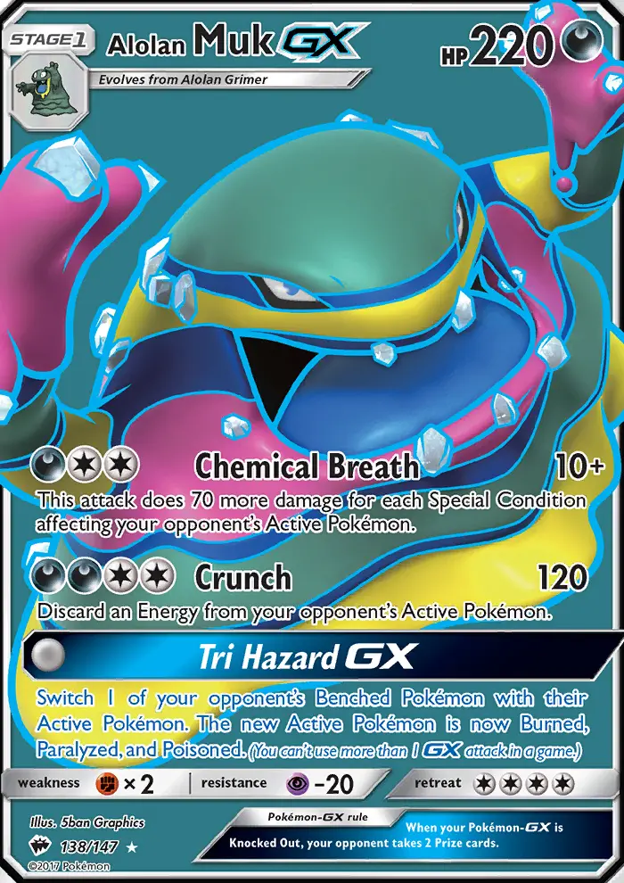 Alolan Muk-GX 138 card from Burning Shadows