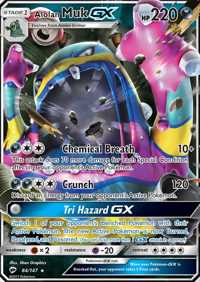 Alolan Muk-GX 84 — Burning Shadows 84, Holofoil finish