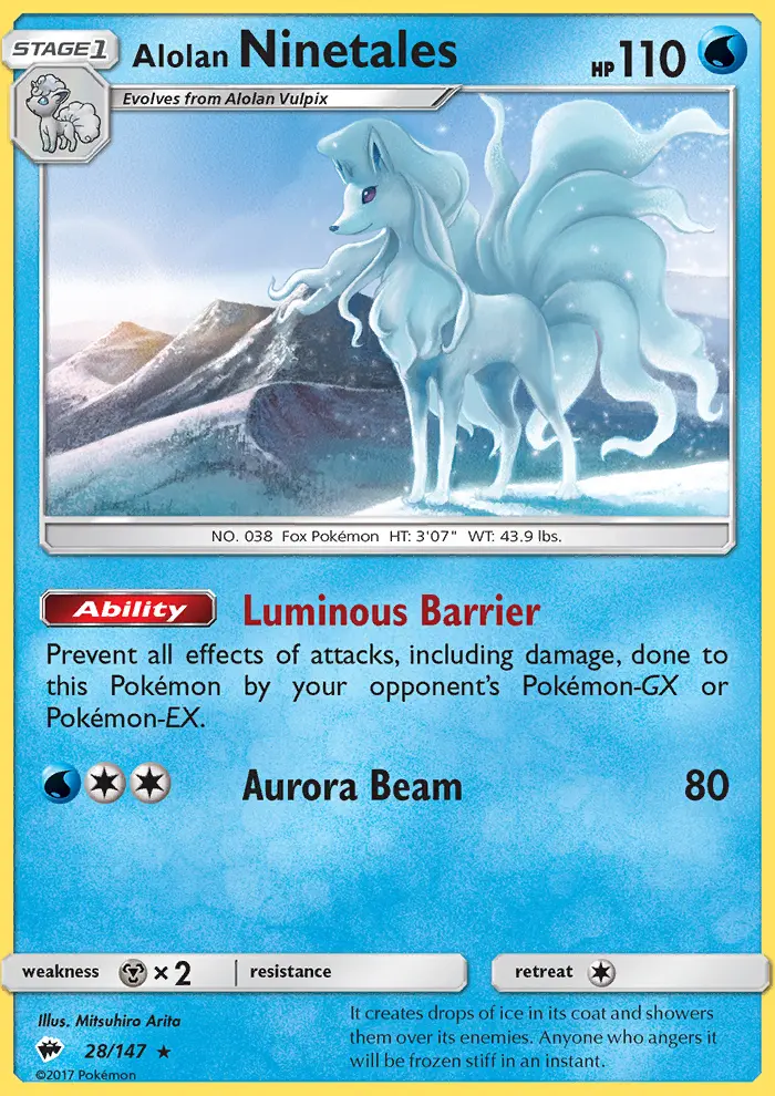 Alolan Ninetales 28 card from Burning Shadows