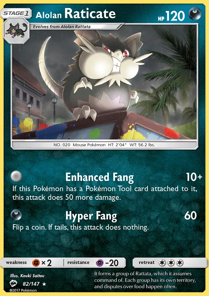 Alolan Raticate 82 card from Burning Shadows