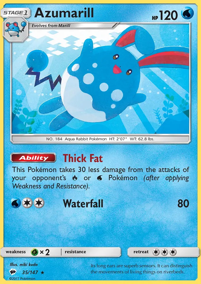 Azumarill 35 card from Burning Shadows