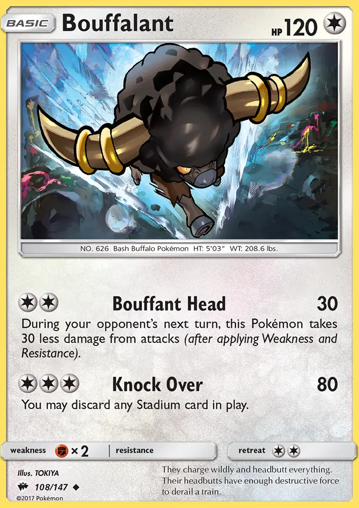 Bouffalant 108 card from Burning Shadows