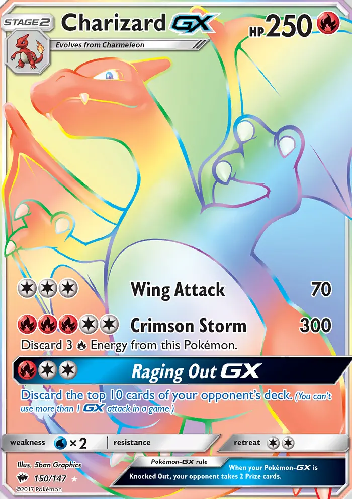 Charizard-GX 150 — the most expensive Burning Shadows card