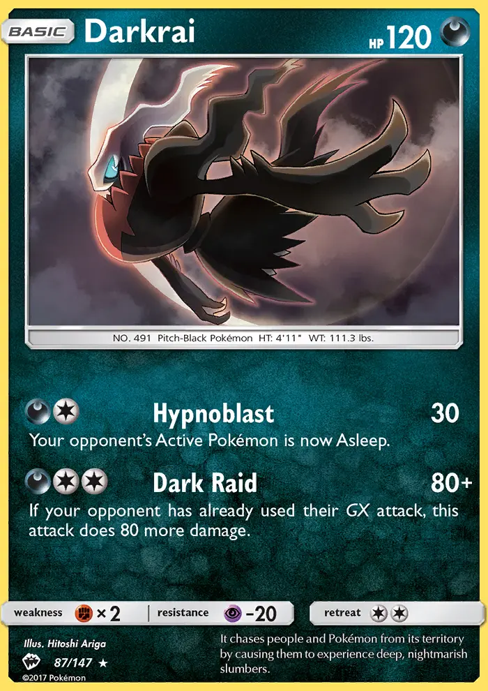 Darkrai 87 card from Burning Shadows