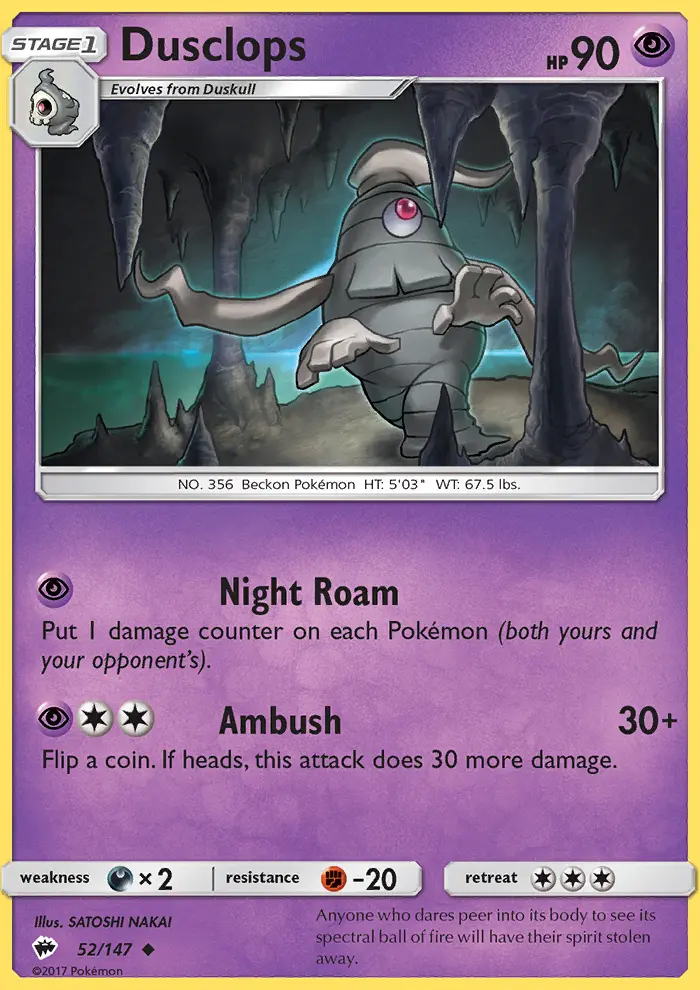 Dusclops 52 card from Burning Shadows