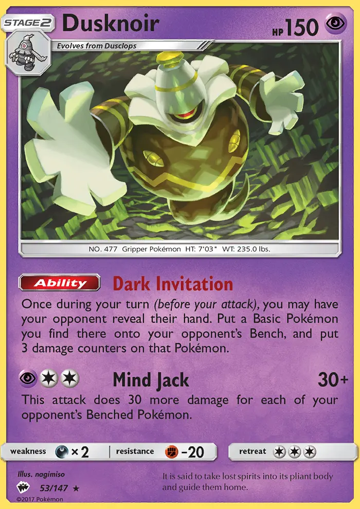 Dusknoir 53 — Burning Shadows 53, Holofoil finish