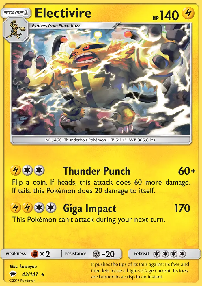 Electivire 43 — Burning Shadows 43, Normal finish