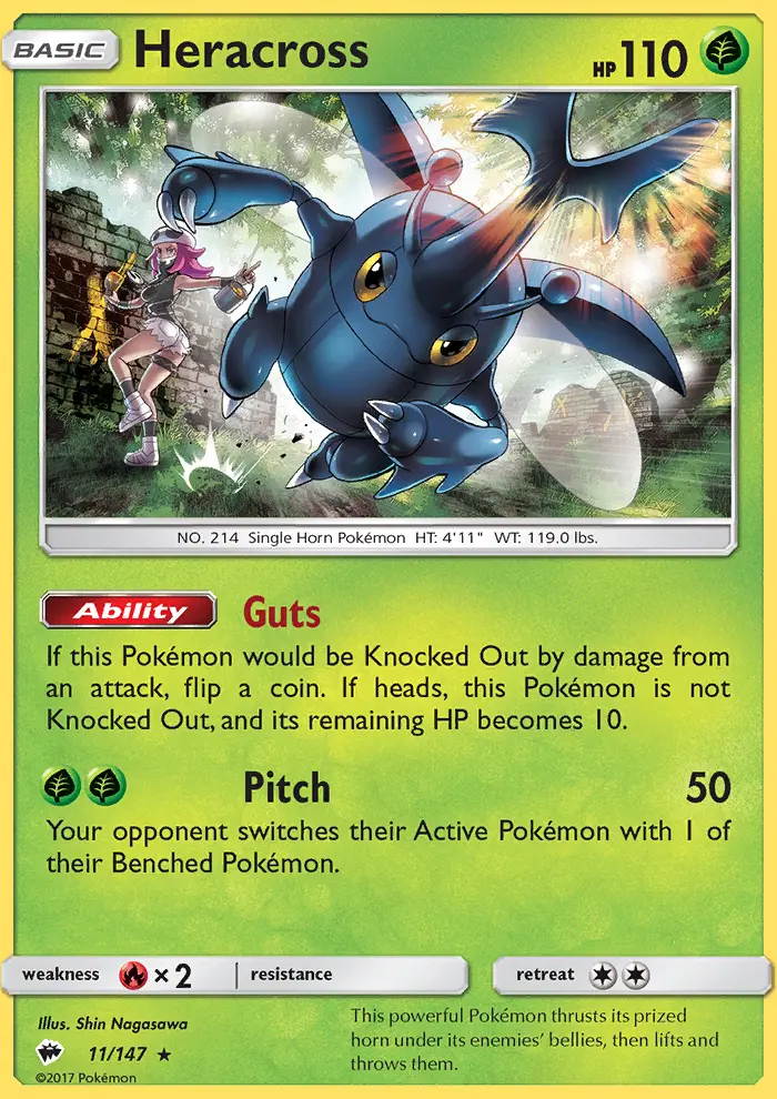 Heracross 11 — Burning Shadows 11, Normal finish