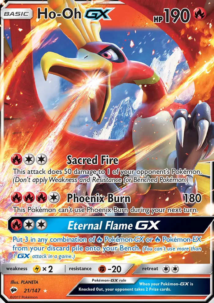 Ho-Oh-GX 21 card from Burning Shadows