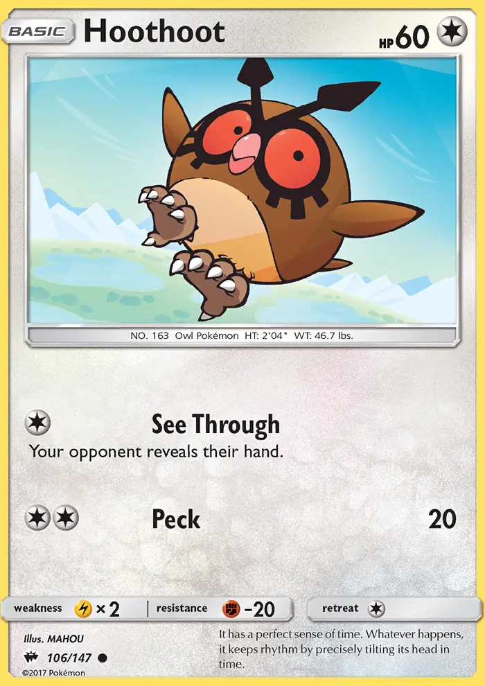 Hoothoot 106 card from Burning Shadows