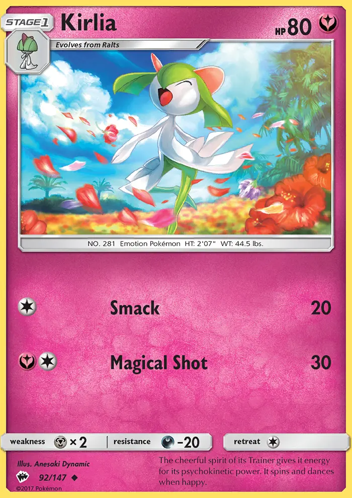 Kirlia 92a — Burning Shadows 92a, Holofoil finish