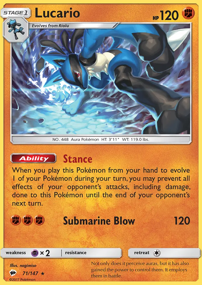 Lucario 71 card from Burning Shadows