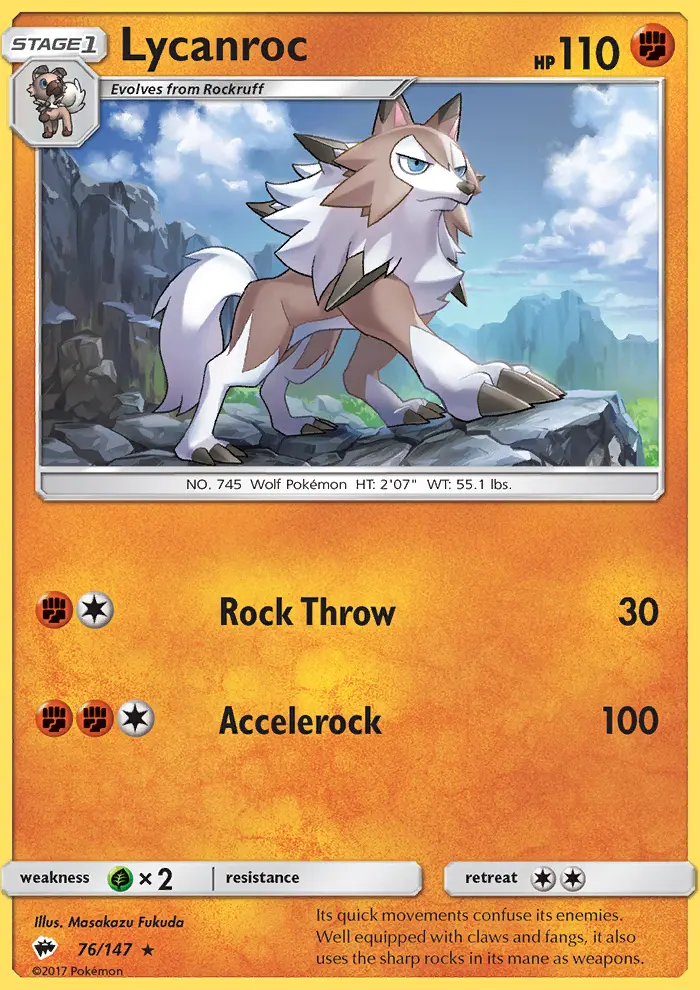 Lycanroc 76 card from Burning Shadows