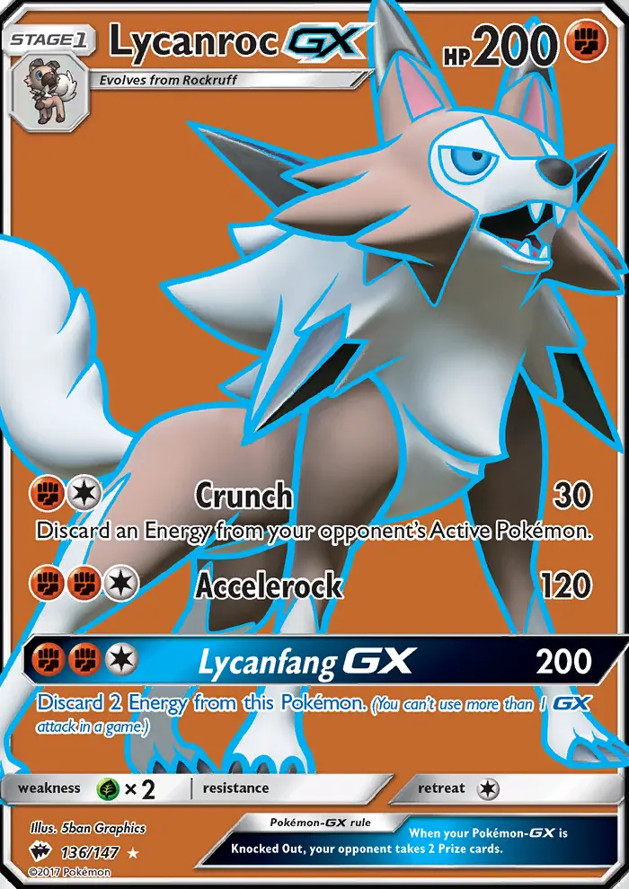 Lycanroc-GX 136 — Burning Shadows 136, Holofoil finish