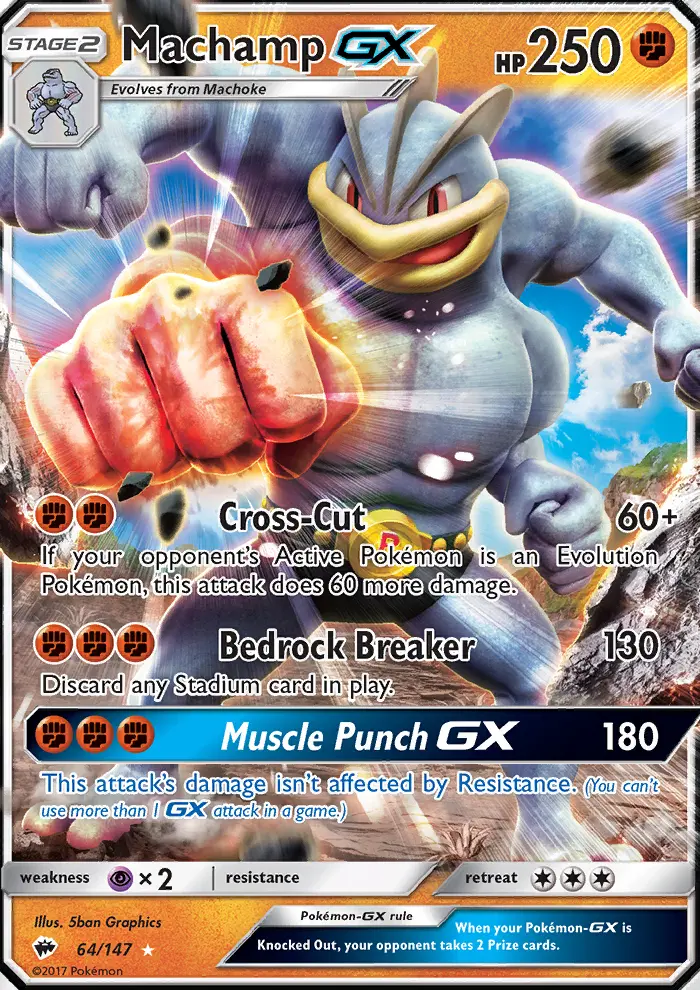 Machamp-GX 64 — Burning Shadows 64, Holofoil finish