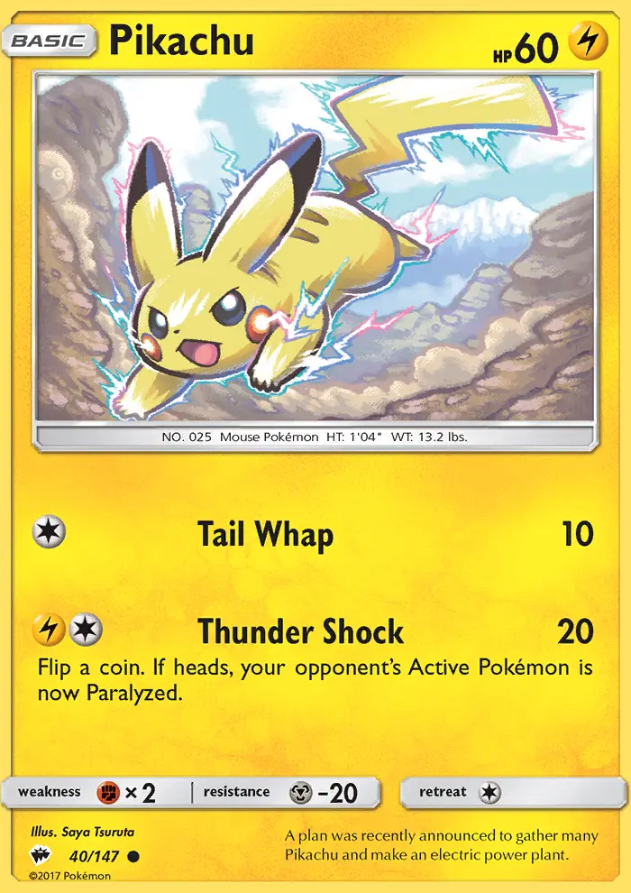 Pikachu 40 — Burning Shadows 40, Normal finish