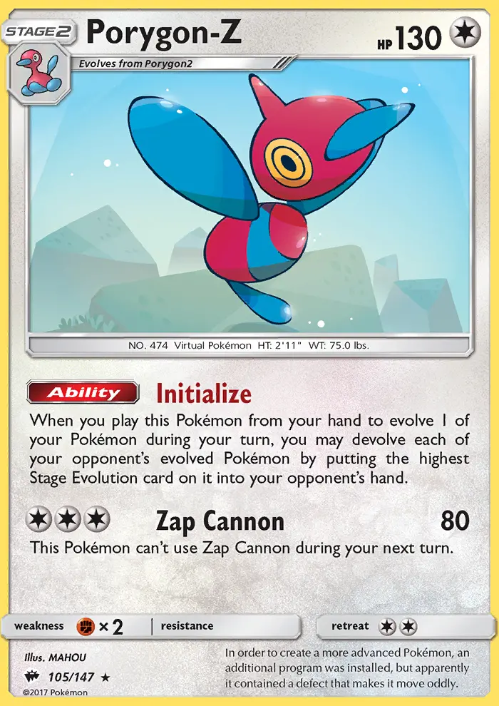 Porygon-Z 105a card from Burning Shadows