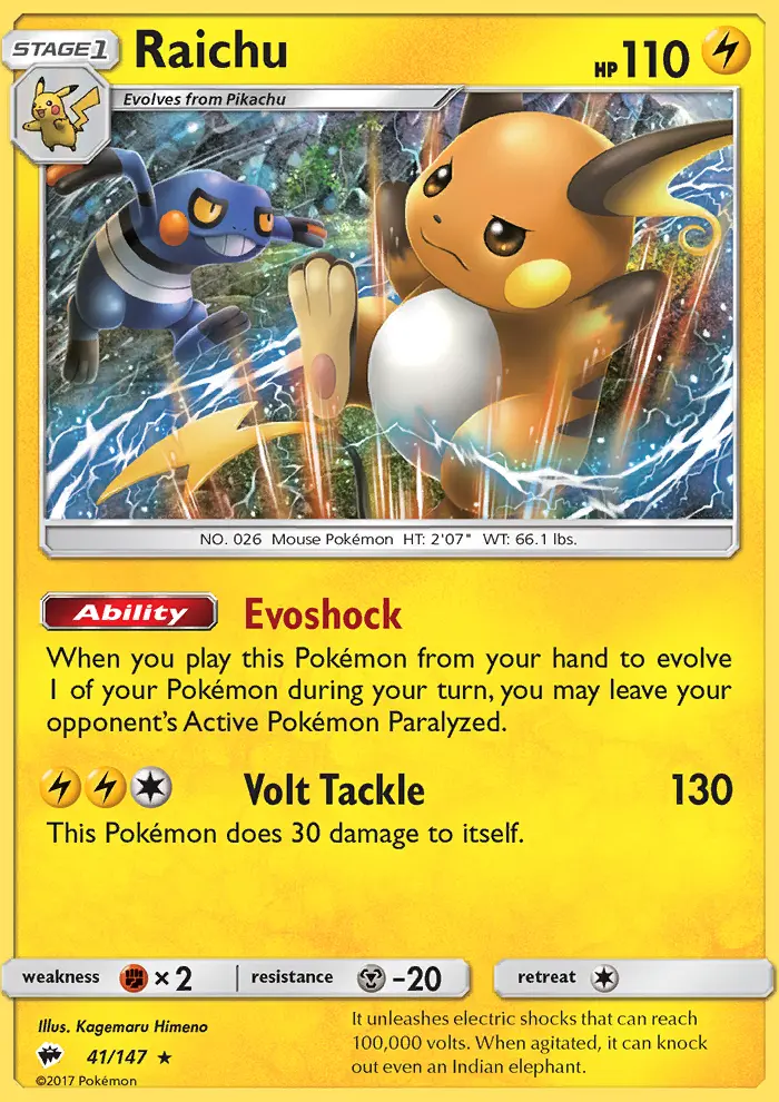 Raichu 41 — Burning Shadows 41, Holofoil finish