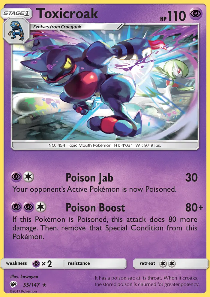 Toxicroak 55 card from Burning Shadows