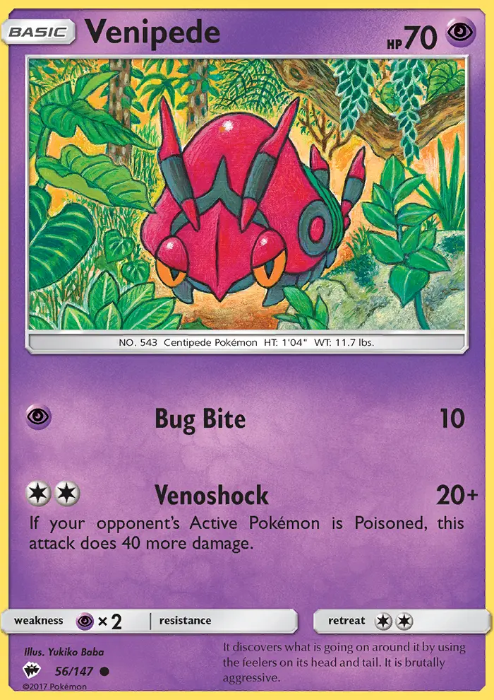 Venipede 56 card from Burning Shadows