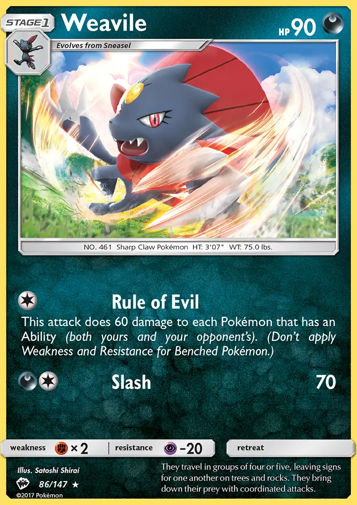 Weavile 86 card from Burning Shadows