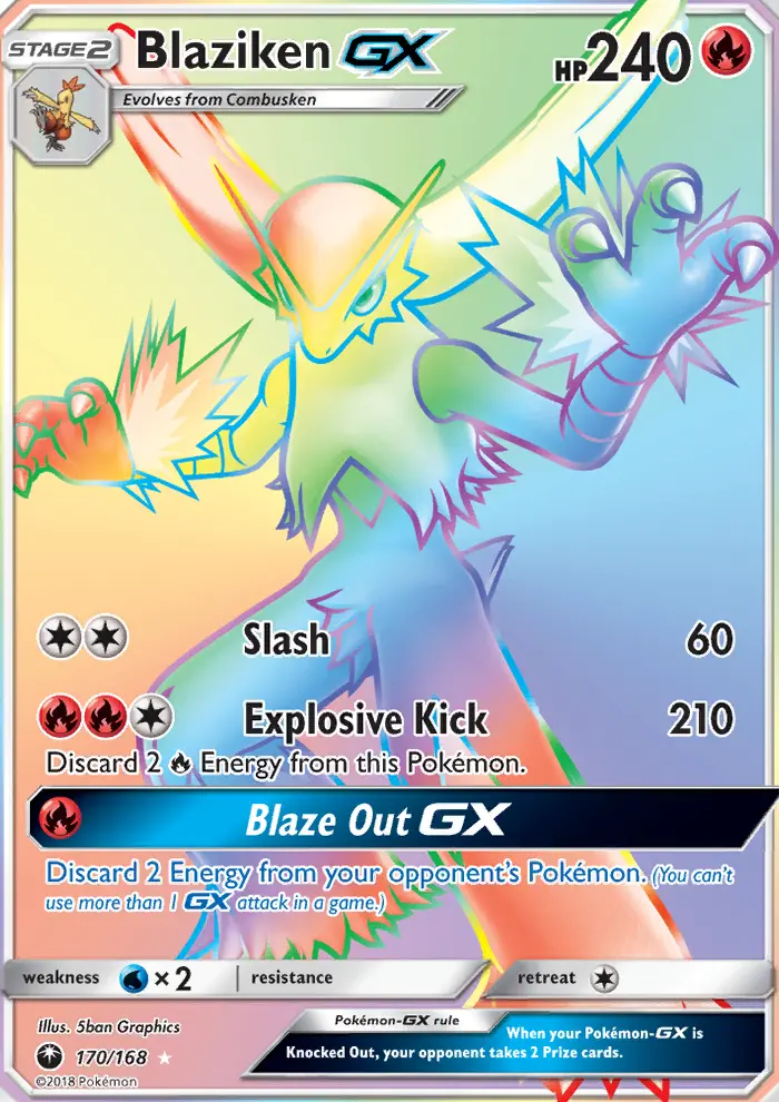 Blaziken-GX 170 card from Celestial Storm