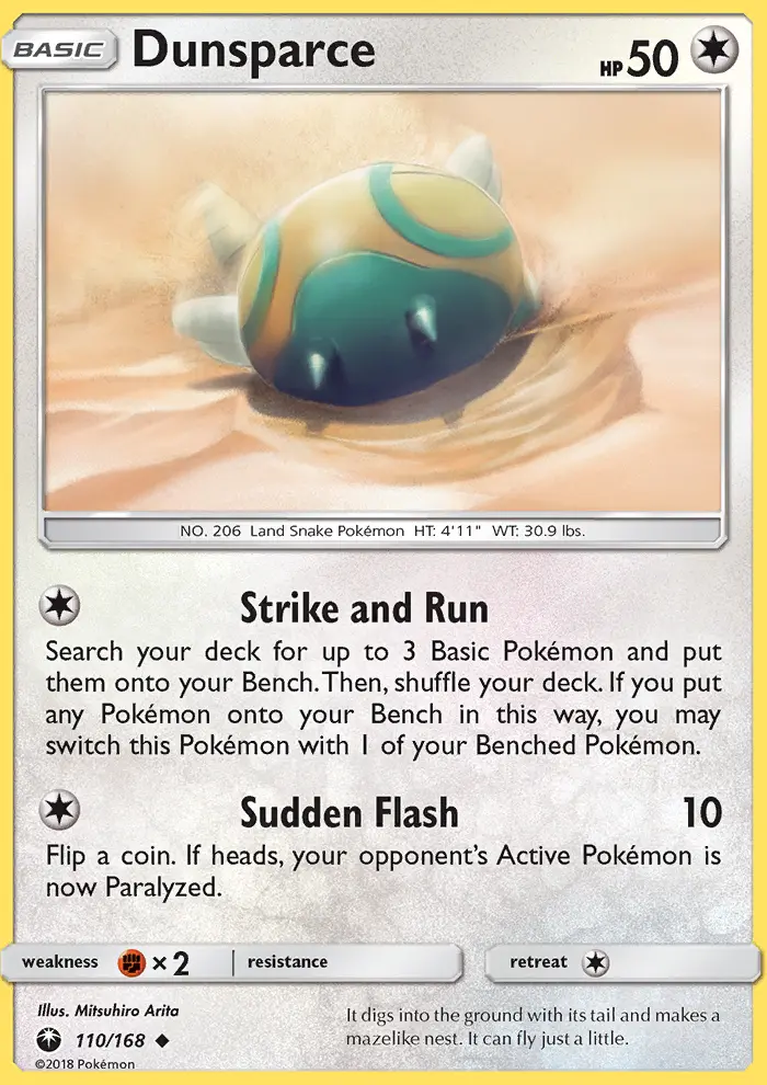 Dunsparce 110 card from Celestial Storm
