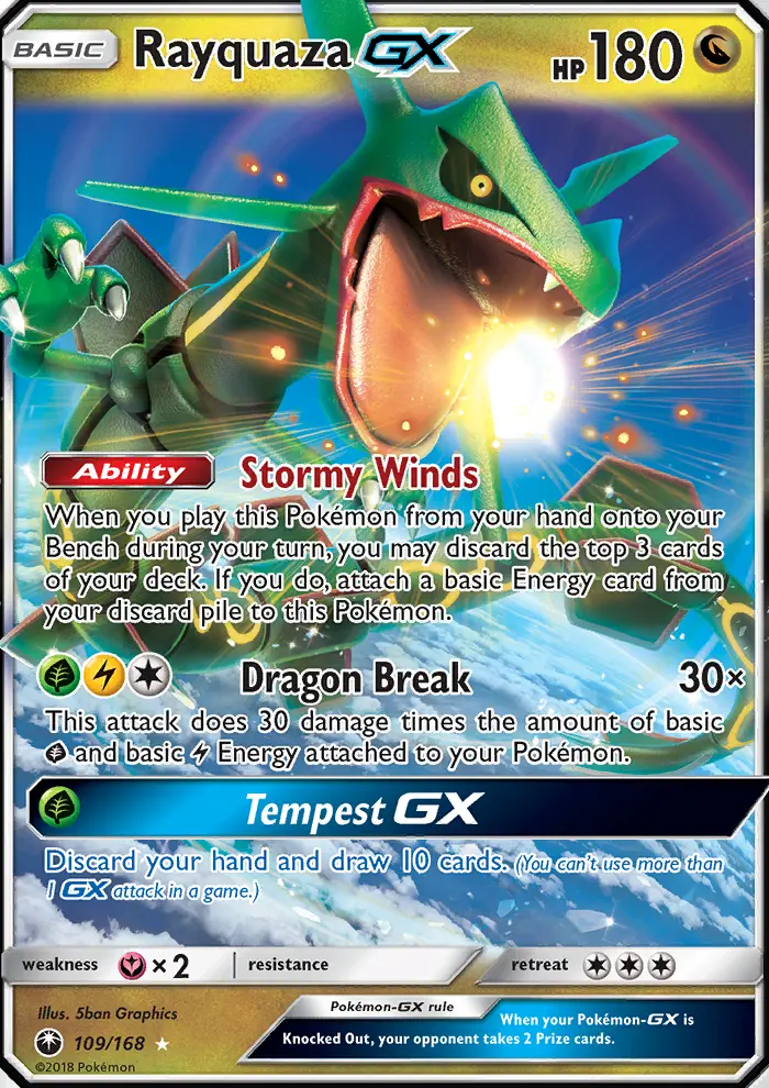 Rayquaza-GX 109 card from Celestial Storm