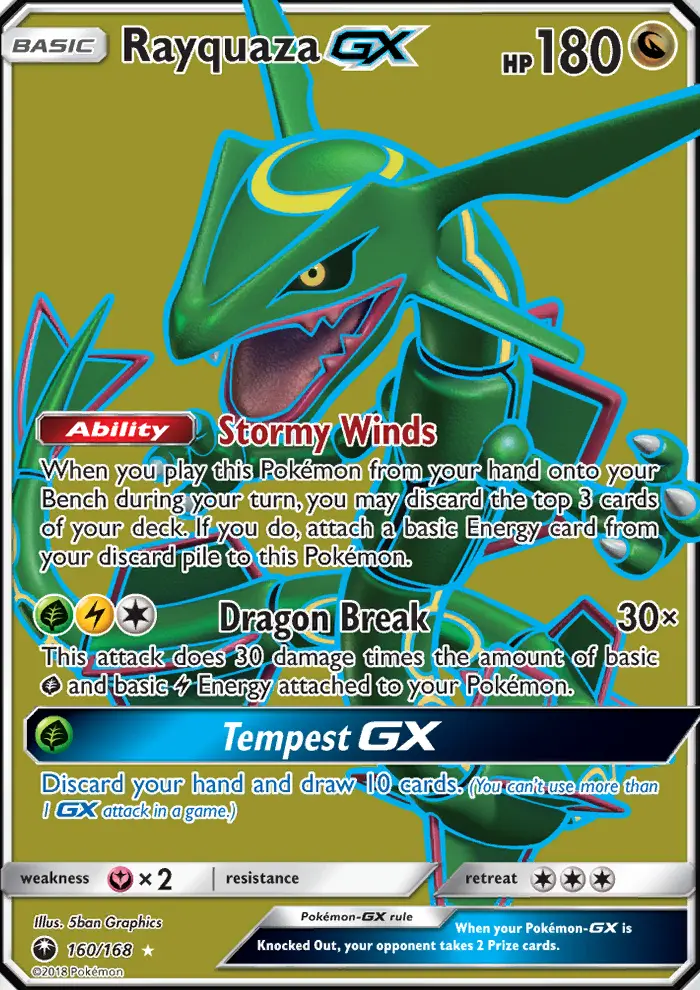 Rayquaza-GX 160 card from Celestial Storm