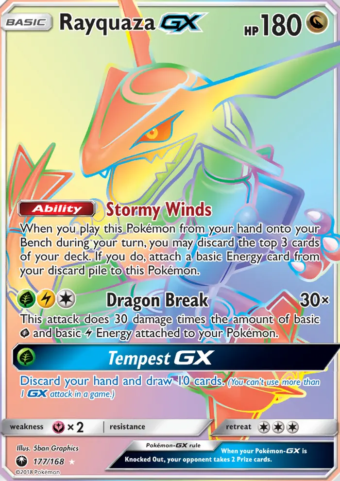 Rayquaza-GX 177 — the most expensive Celestial Storm card