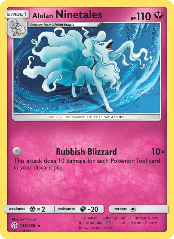 Alolan Ninetales 145 card from Cosmic Eclipse