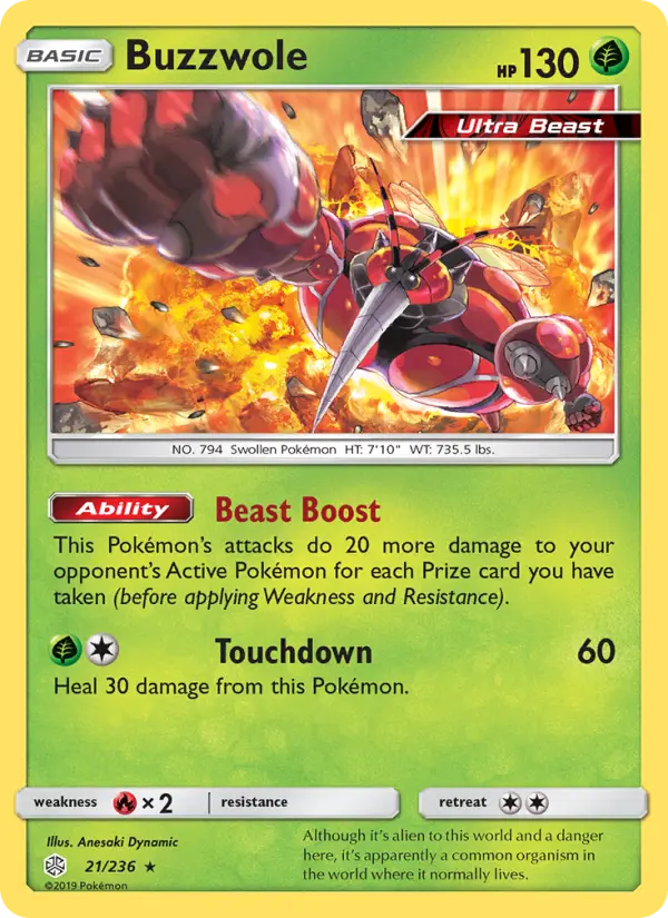 Buzzwole 21 card from Cosmic Eclipse