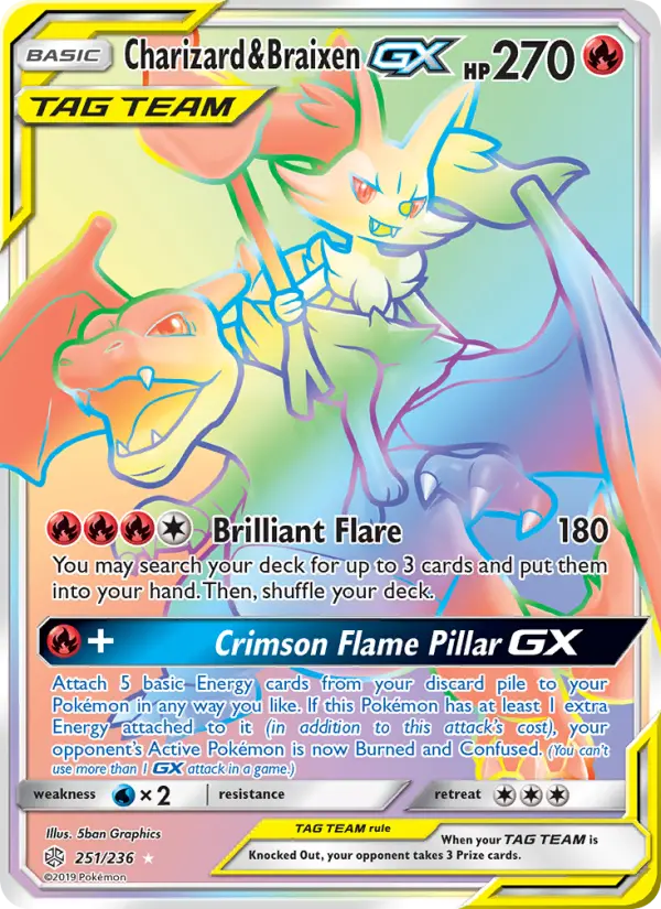 Charizard & Braixen-GX 251 card from Cosmic Eclipse