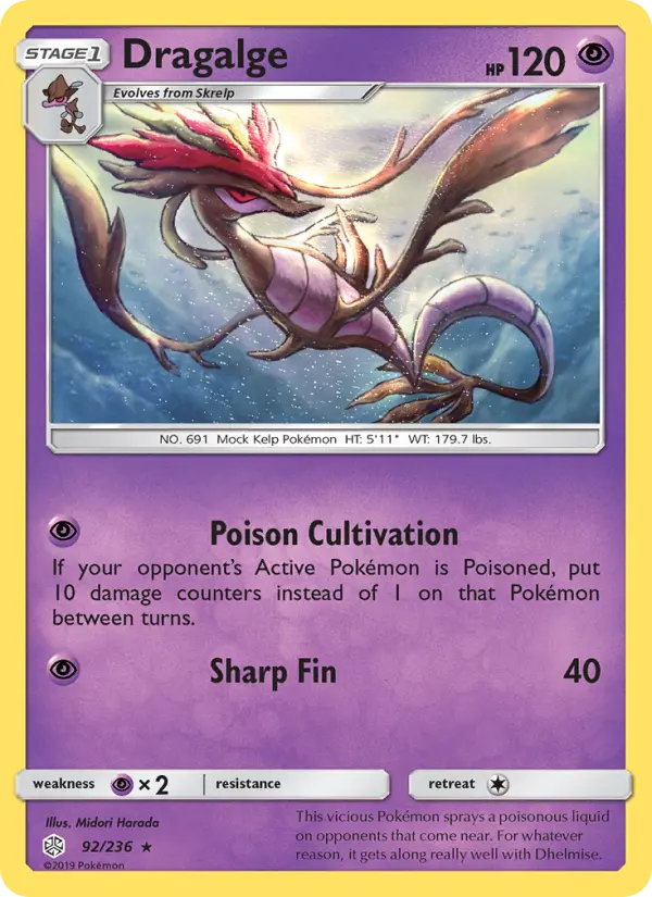 Dragalge 92 card from Cosmic Eclipse
