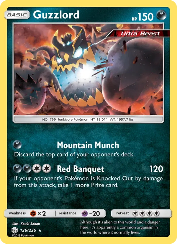 Guzzlord 136 card from Cosmic Eclipse