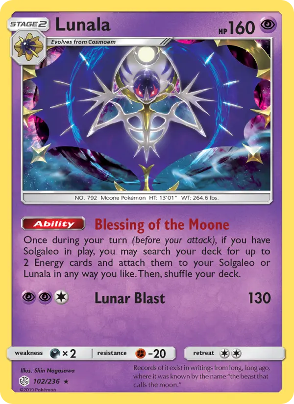 Lunala 102 — Cosmic Eclipse 102, Holofoil finish