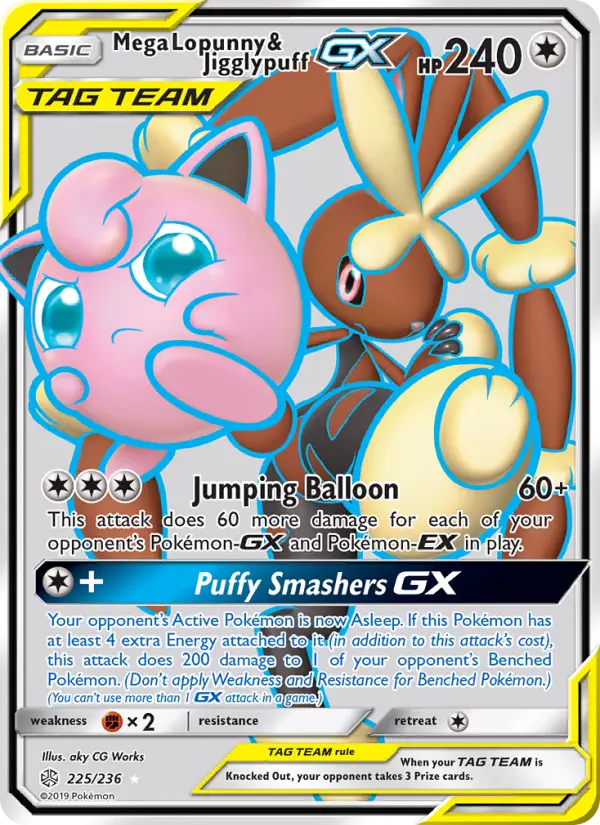 Mega Lopunny & Jigglypuff-GX 225 — Cosmic Eclipse 225, Holofoil finish