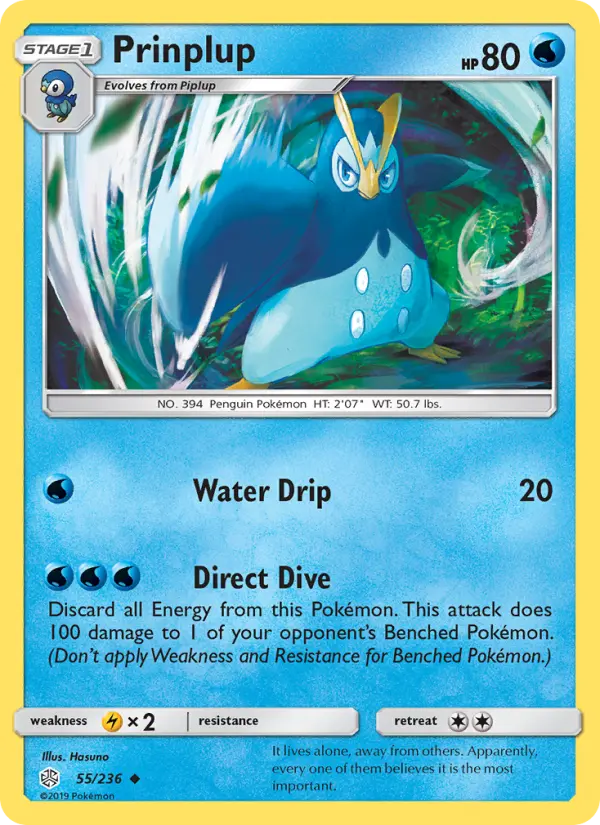 Prinplup 55 card from Cosmic Eclipse