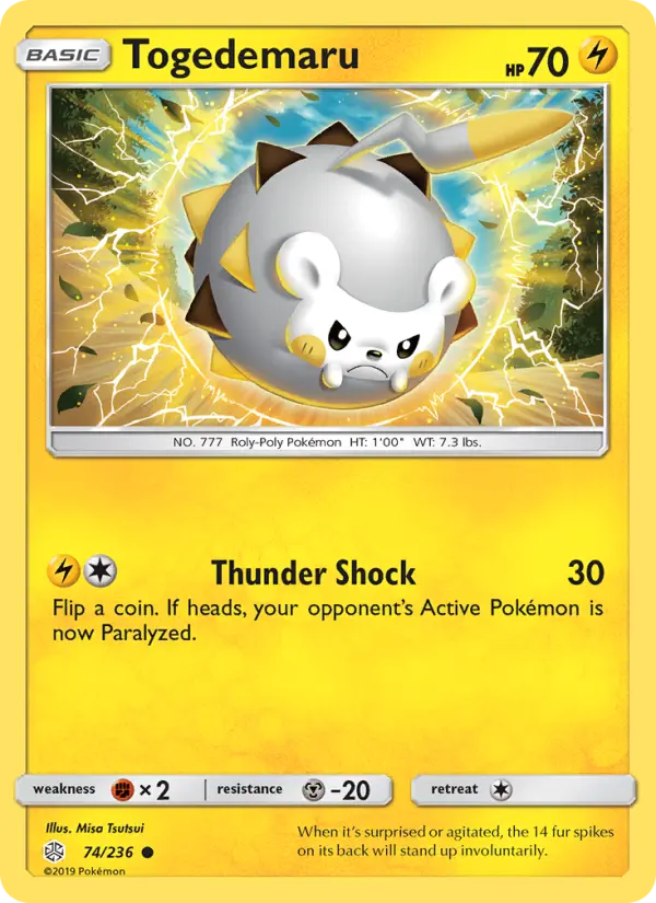 Togedemaru 74 card from Cosmic Eclipse