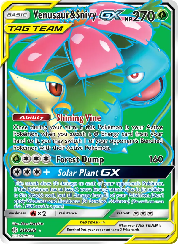 Venusaur & Snivy-GX 210 — Cosmic Eclipse 210, Holofoil finish