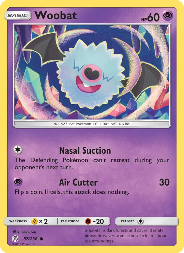 Woobat 87 card from Cosmic Eclipse