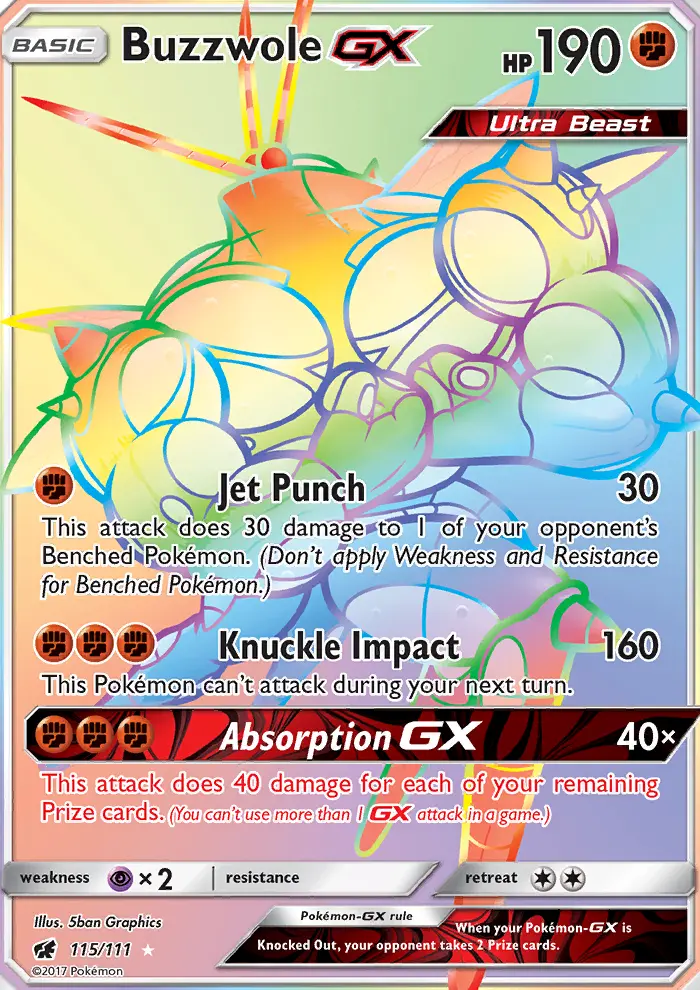 Buzzwole-GX 115 card from Crimson Invasion