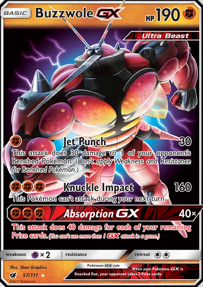 Buzzwole-GX 57 — Crimson Invasion 57, Holofoil finish